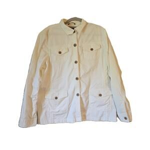 Lands End Womens Button Front Jacket Light Corduroy 4 Pocket Front Sz 18